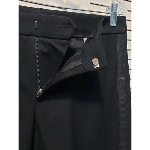 Banana Republic Sloan Fit Pants Women's 6 Black Faux Leather Stripe Down‎ Leg - Picture 3 of 13